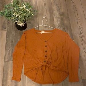 *3 FOR $35*Orange button down blouse with knot